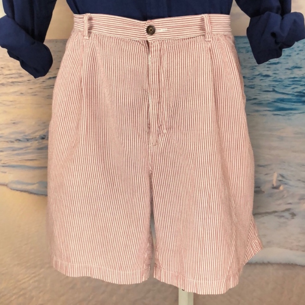 Izod Light Red Striped Sear Sucker Shorts